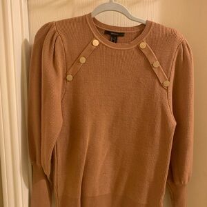 Tan Sweater with Gold Button Accents